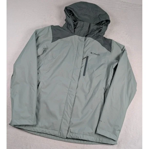 Columbia Arcadia II Rain Jacket Womens Large Green Two Tone Waterproof Packable - Picture 2 of 8